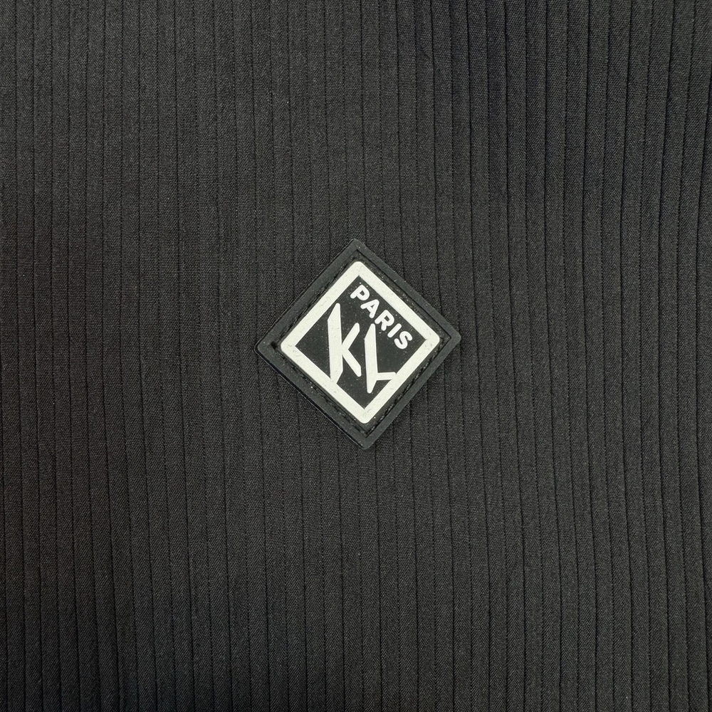 KARL LAGERFELD Men's Slim Fit Textured Snap-Front Logo Light Jacket Black XXL - Picture 6 of 10